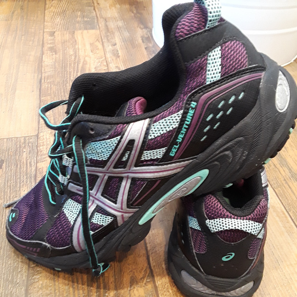 Asics Shoes - 💜 ASICS Gel Black Purple Tennis Shoes 9.5 💜